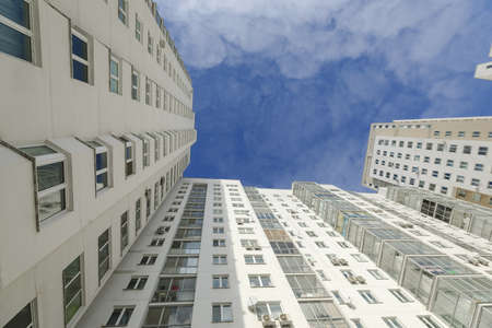 Skyscrapers from low angle view in modern cityの写真素材