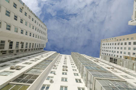 Skyscrapers from low angle view in modern cityの写真素材