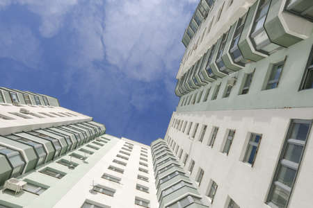 Skyscrapers from low angle view in modern cityの写真素材