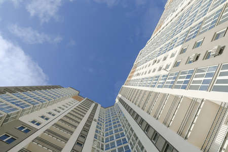 Skyscrapers from low angle view in modern cityの写真素材