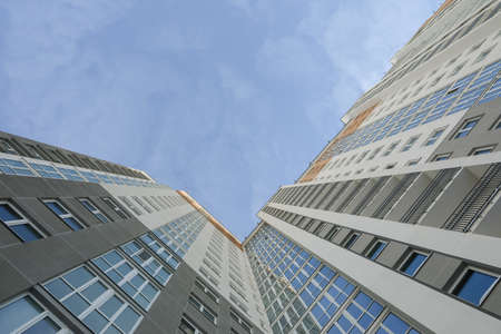 Skyscrapers from low angle view in modern cityの写真素材