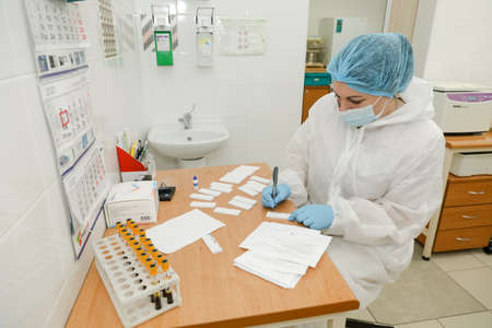 MINSK, BELARUS - 1 March, 2022: gynecological hospital working during coronavirusのeditorial素材