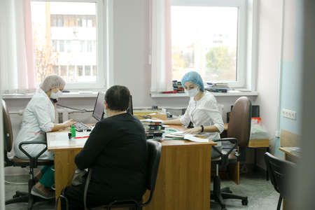 MINSK, BELARUS - 1 March, 2022: gynecological hospital working during coronavirusのeditorial素材