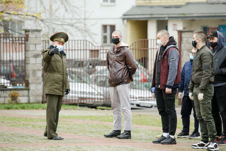 MINSK, BELARUS - 1 March, 2022: sending young soldiers to the Belarusian troops for the war in Ukraineのeditorial素材