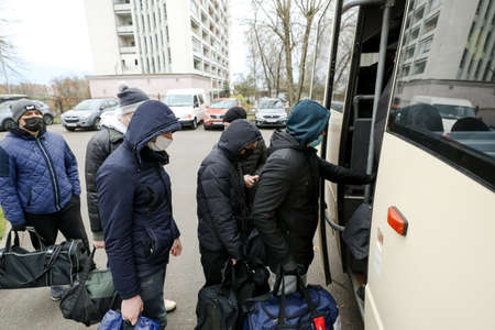MINSK, BELARUS - 1 March, 2022: sending young soldiers to the Belarusian troops for the war in Ukraineのeditorial素材