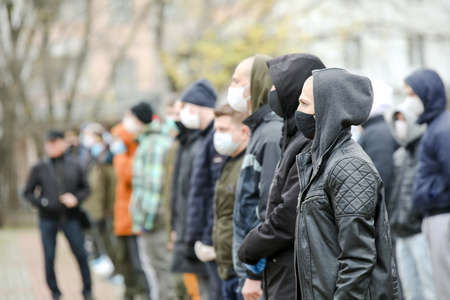 MINSK, BELARUS - 1 March, 2022: sending young soldiers to the Belarusian troops for the war in Ukraineのeditorial素材