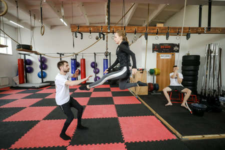 MINSK, BELARUS - 1 March, 2022: training of stuntmen who perform stunts in filmsのeditorial素材