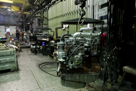 MINSK, BELARUS - 18 FEBRUARY, 2022: car engine factoryの写真素材