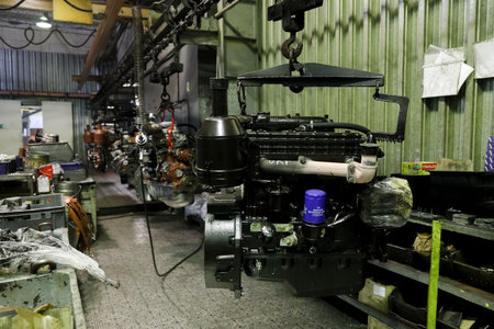MINSK, BELARUS - 18 FEBRUARY, 2022: car engine factoryの写真素材