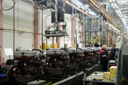 MINSK, BELARUS - 18 FEBRUARY, 2022: car engine factory