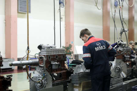MINSK, BELARUS - 18 FEBRUARY, 2022: car engine factoryの写真素材