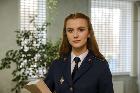MINSK, BELARUS - 18 FEBRUARY, 2022: young woman prosecutorのeditorial素材