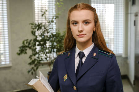 MINSK, BELARUS - 18 FEBRUARY, 2022: young woman prosecutorのeditorial素材