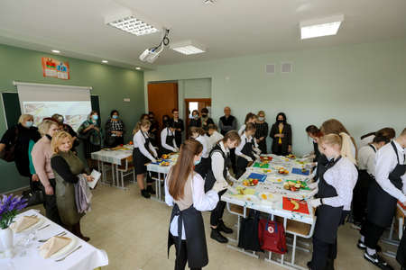 MINSK, BELARUS - 18 FEBRUARY, 2022: young people study in the college of the working professionのeditorial素材