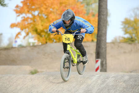 MINSK, BELARUS - 22 July, 2022: children train in extreme cyclingの写真素材