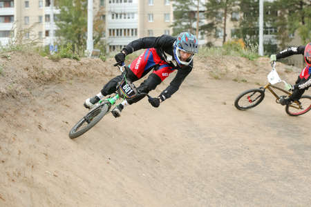 MINSK, BELARUS - 22 July, 2022: children train in extreme cyclingの写真素材