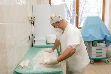 MINSK, BELARUS - 9 SEPTEMBER, 2022: traumatology department of the hospital bandaging of broken limbsの写真素材