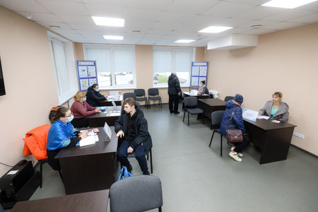 MINSK, BELARUS - 9 SEPTEMBER, 2022: The applicant came to the job interviewの写真素材