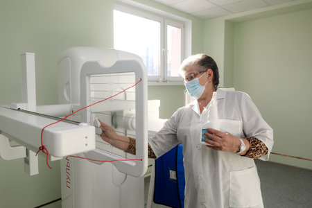 MINSK, BELARUS - 9 SEPTEMBER, 2022: doctor takes a patient in the hospitalの写真素材