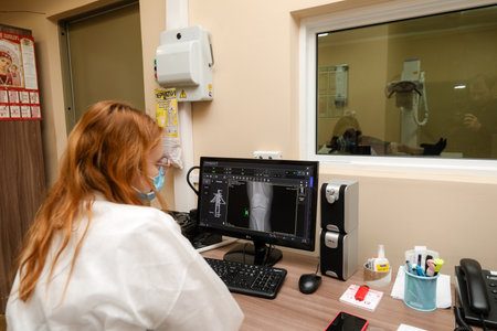MINSK, BELARUS - 9 SEPTEMBER, 2022: doctor takes a patient in the hospitalの写真素材