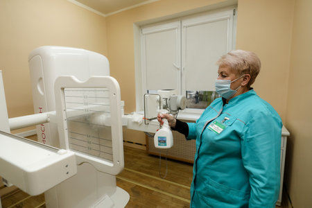 MINSK, BELARUS - 9 SEPTEMBER, 2022: doctor takes a patient in the hospitalの写真素材