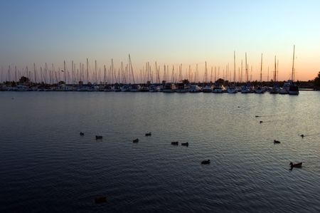 Yachts and boats in Toronto water frontの写真素材