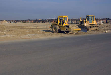 Truck, new houses and house's construction sites