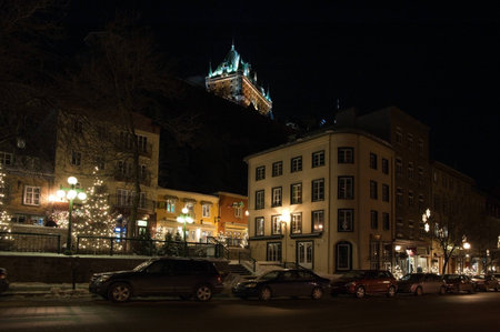 Street of Quebec Old city in winter timeのeditorial素材