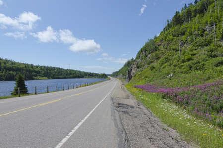 TransCanada highway along Superior Lake shoreの写真素材