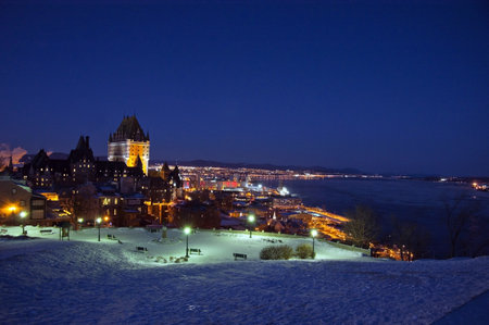 Chateau Frontenac at the night, Quebec City, Canada.のeditorial素材