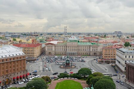 St. Isaac's Square and the monument to Nicholas I in St. Petersburg, Russia の写真素材