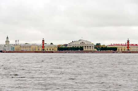View of St. Petersburg and Neva river in the eveningの写真素材