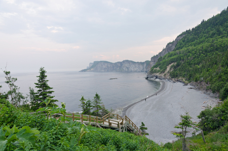 Gray water of St. Lawrence gulf in sunet timeの写真素材
