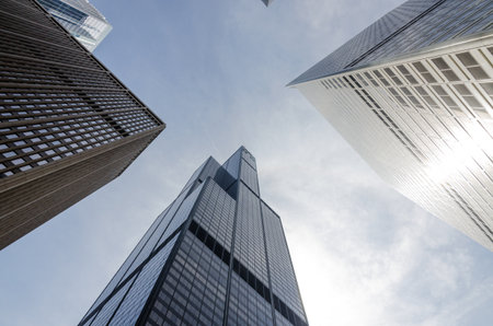 View of buildings on downtown Chicagoのeditorial素材