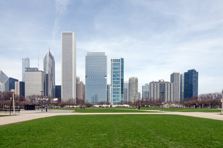 View of buildings on downtown Chicagoのeditorial素材