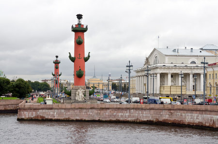 View of St. Petersburg and Neva river in the eveningのeditorial素材