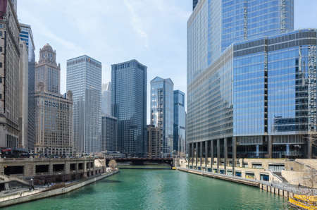 View of buildings on downtown Chicagoの写真素材