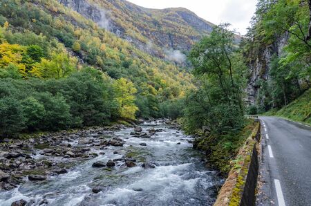 View of the mountain river. Norway.の写真素材