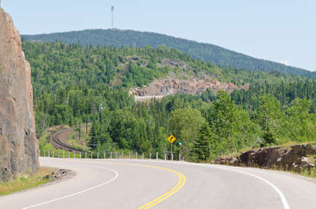 TransCanada highway along Superior Lake shoreの写真素材