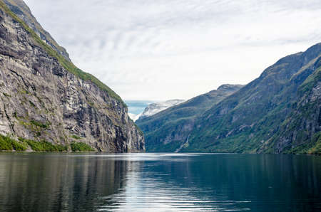 Sunlit Norway landscape at fall time