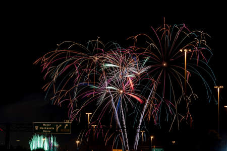 Color fireworks on black sky backgroundの写真素材