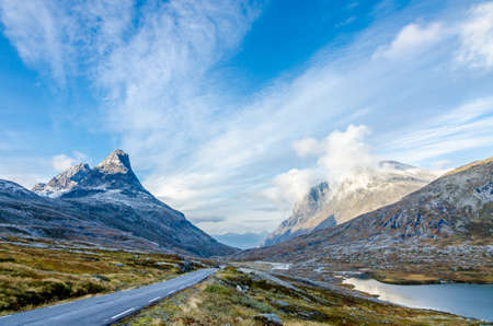 Mountain and highland in Norway at fall timeの写真素材