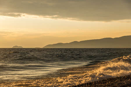 Sunset over surface of the Superior Lake. Canadaの写真素材