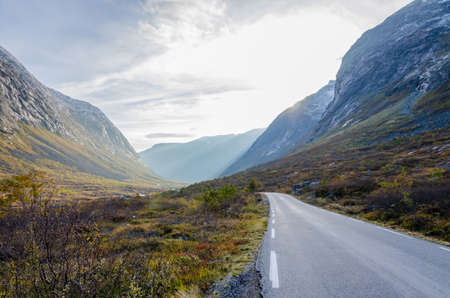 Mountain and highland in Norway at fall timeの写真素材