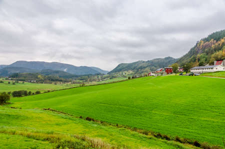 Mountain and highland in Norway at fall timeの写真素材