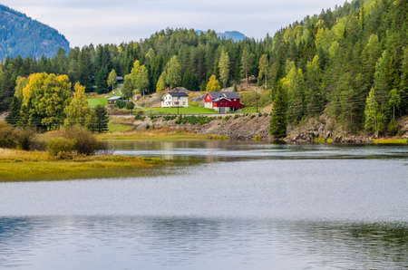 View of the mountain river. Norway.の写真素材