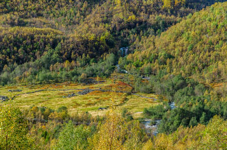 Mountain and highland in Norway at fall timeの写真素材