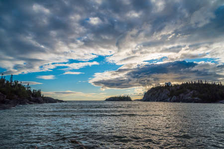Bay of Superior Lake in sunny day, Canada.の写真素材