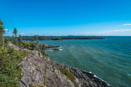 Rocky shore of Superior Lake, Canadaの写真素材