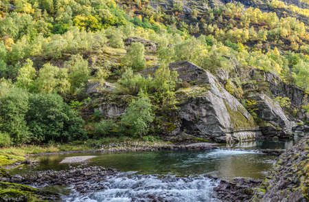 View of the mountain river. Norway.